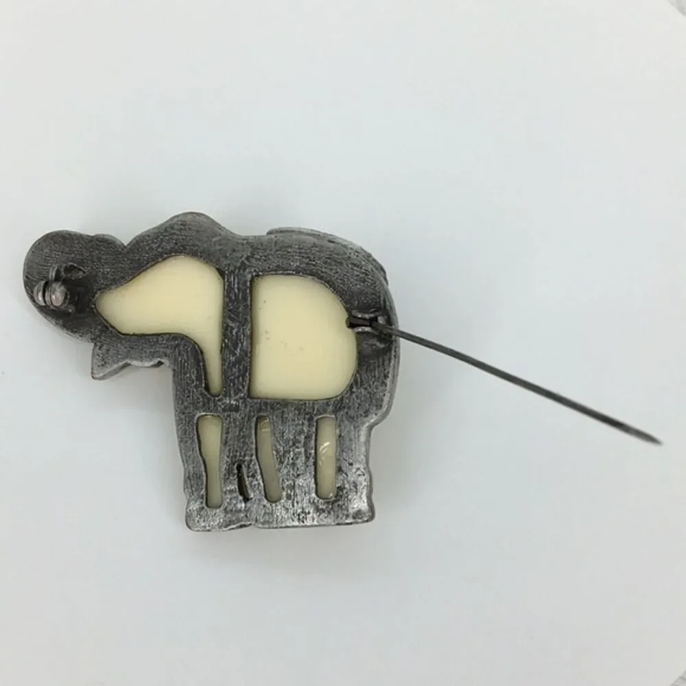 Vtg Elephant Brooch Aurora Borealis Trunk Up Whimsical Grandma‎ Fairycore Pin